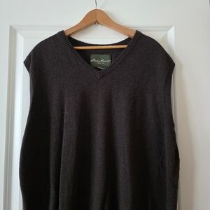 Eddie Bauer Cashmere Cotton Blend Sweater Vest Mens XL Brown Granola Outdoor 90s